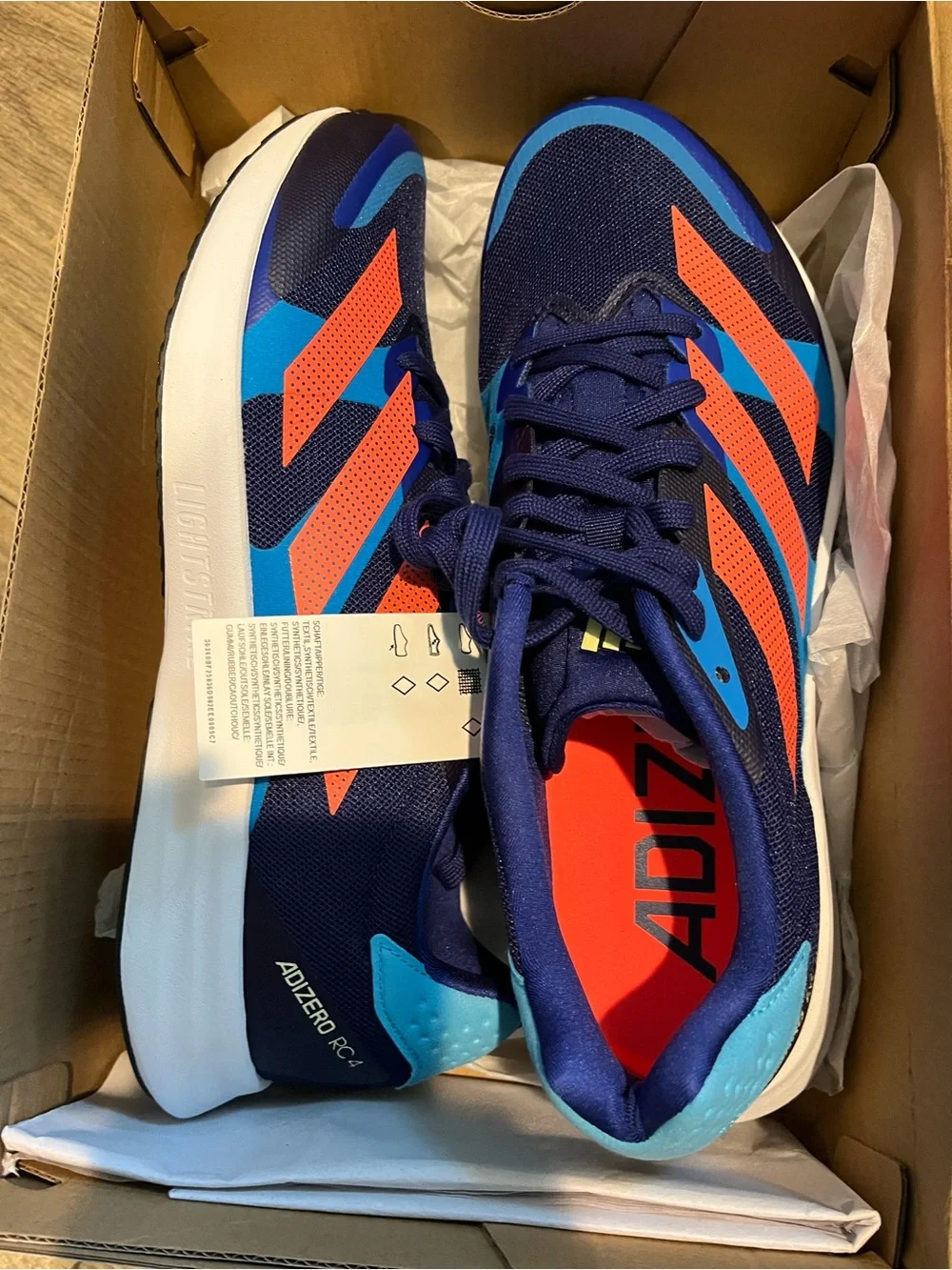 adidas Men’s Navy Blue and Orange Athletic Running Shoes